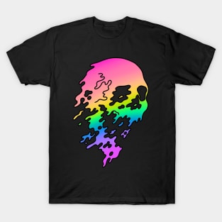 Melting Skull Rainbow Holo Trippy T-Shirt